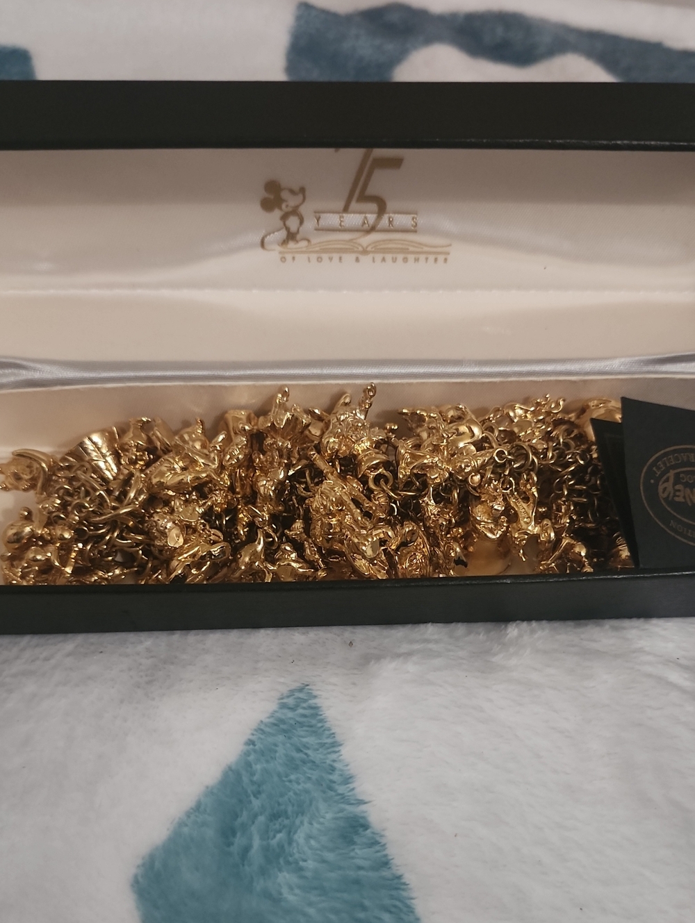 75 Years Of Love And Laughter Disney Gold Charm Bracelet